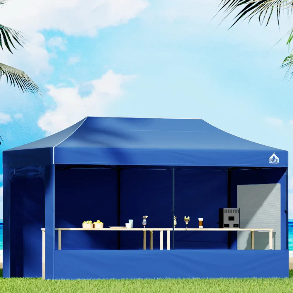 Instahut Gazebo 3x6 Pop Up Marquee Folding Tent Wedding Gazebos Camping Outdoor Shade Canopy Blue - Mekamart Australia