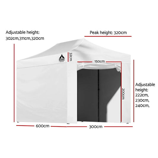 Instahut Gazebo Pop Up Marquee 3x6 Folding Tent Gazebos 500D Oxford Fabric White - Mekamart Australia