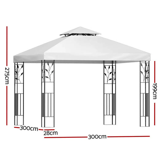 Instahut Gazebo 3x3m Marquee Outdoor Wedding Party Event Tent Home Iron Art Shade White - Mekamart Australia