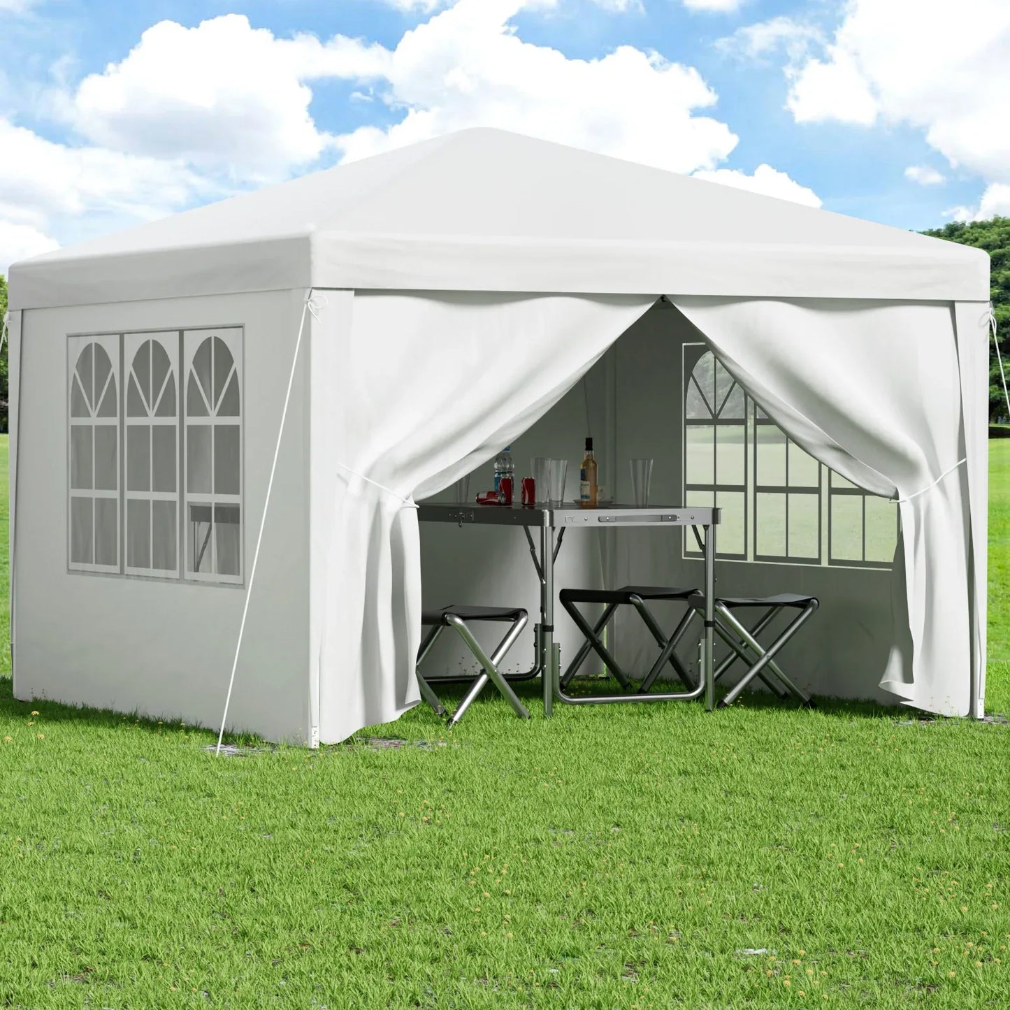 Instahut Gazebo 3x3 Pop Up Marquee Folding Tent Wedding Gazebos Camping Outdoor Canopy White - Mekamart Australia