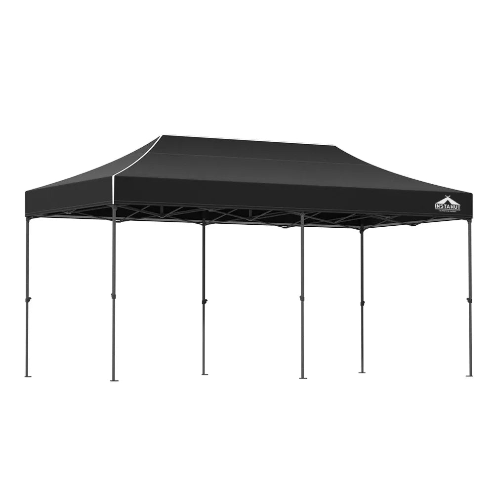 Instahut Gazebo Pop Up Marquee 3x6 Folding Tent Wedding 500D Camping Black - Mekamart Australia