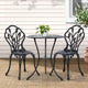 Gardeon 3PC Outdoor Setting Bistro Set Chairs Table Cast Aluminum Patio Furniture Tulip Black - Mekamart Australia