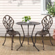 Gardeon 3PC Outdoor Setting Bistro Set Chairs Table Cast Aluminum Patio Furniture Tulip Bronze - Mekamart Australia