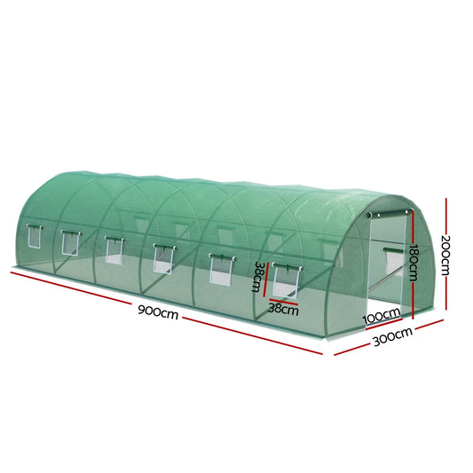 Green Fingers Greenhouse 9x3x2M Walk in Green House Tunnel Plant Garden Shed Dome - Mekamart Australia