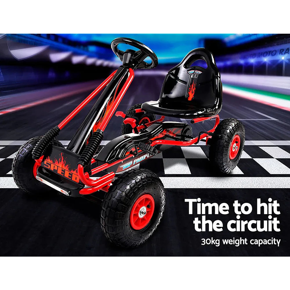 Rigo Kids Pedal Go Kart Ride On Toys Racing Car Rubber Tyre Red - Mekamart Australia