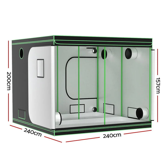 Green Fingers Grow Tent Kits 240x240x200cm Hydroponics Indoor Grow System Black - Mekamart Australia