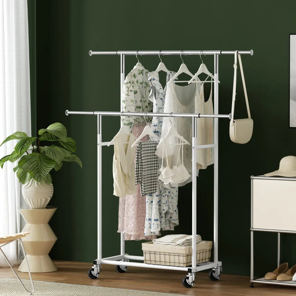 Artiss Clothes Rack Double Rod Airer Rail Coat Stand Adjustable Hanger - Mekamart Australia