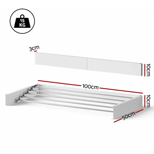 Artiss Clothes Rack Wall Mounted Airer Foldable White - Mekamart Australia