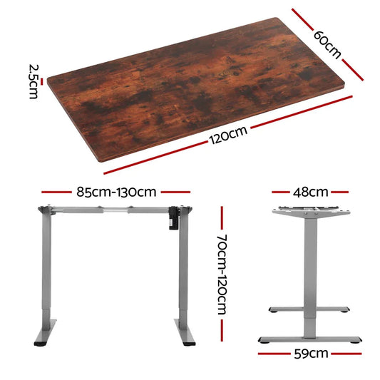 Artiss Standing Desk Motorised 120CM Rustic Brown - Mekamart Australia