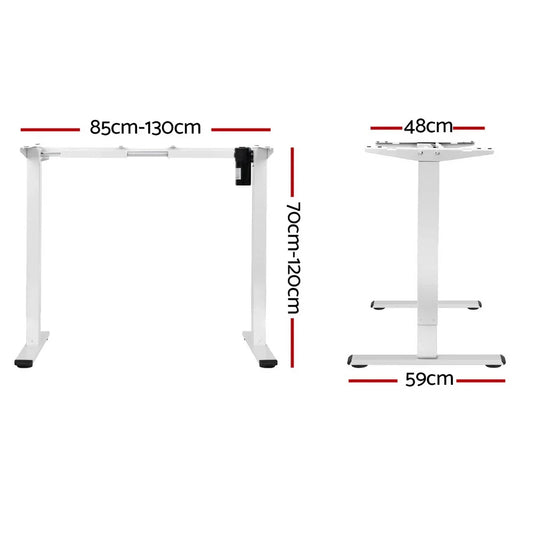 Artiss Electric Standing Desk Frame Only Height Adjustable 70KG Load White - Mekamart Australia