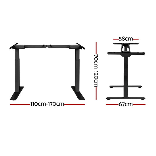 Artiss Standing Desk Frame Only Dual Motor Motorised Black - Mekamart Australia