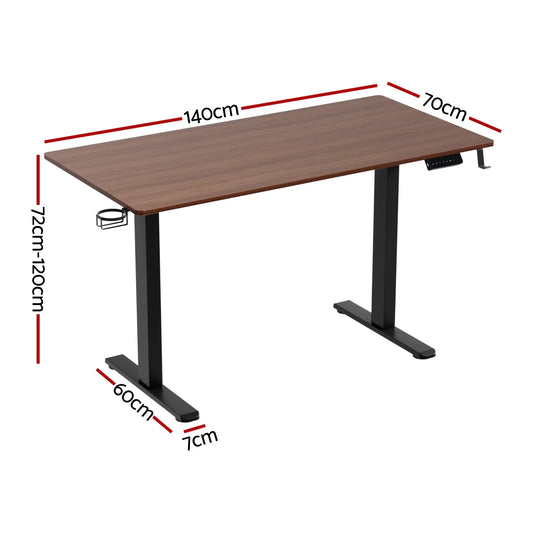 Artiss Standing Desk Motorised Dual Motor Electric Walnut 140CM - Mekamart Australia