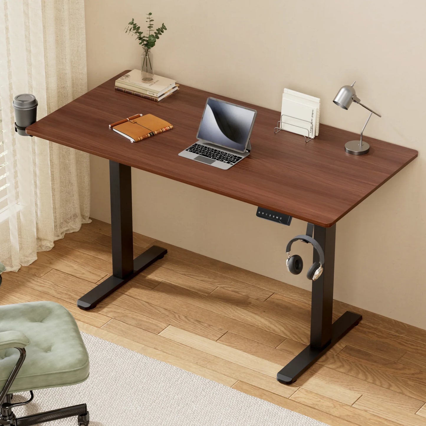 Artiss Standing Desk Motorised Dual Motor Electric Walnut 140CM - Mekamart Australia