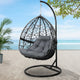 Gardeon Outdoor Egg Swing Chair Wicker Rattan Furniture Pod Stand Cushion Grey - Mekamart Australia