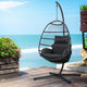 Gardeon Outdoor Egg Swing Chair Hanging Chair Wicker Rope Pod Stand Foldable Grey - Mekamart Australia