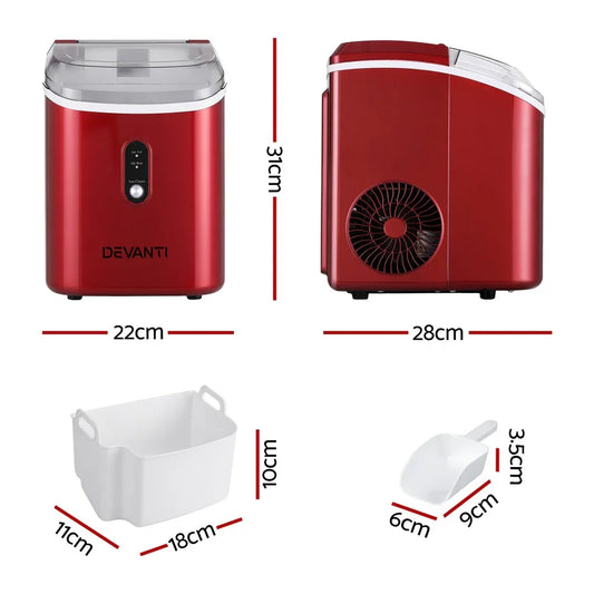 Devanti Ice Maker Machine 15kg Nugget Chewable Ice Cube - Mekamart Australia