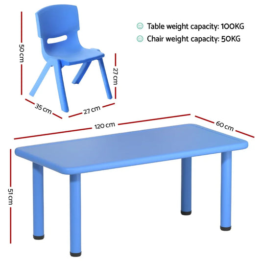 Keezi 5PCS Kids Table and Chairs Set Children Study Desk Furniture Plastic 4 Chairs - Mekamart Australia