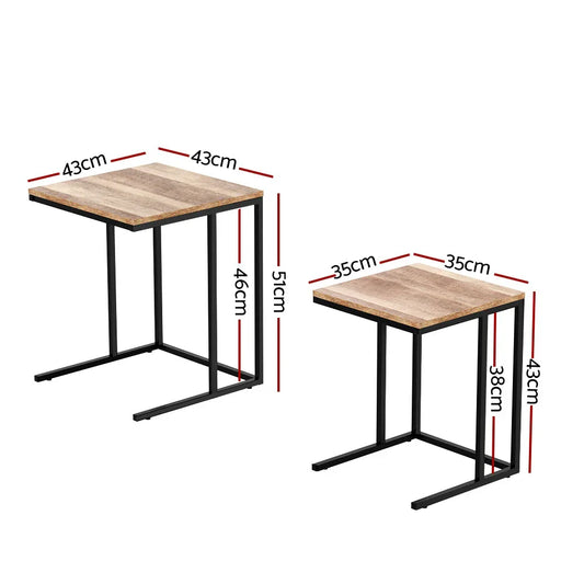 Artiss Nesting Coffee Table Sef of 2 Walnut Brok - Mekamart Australia