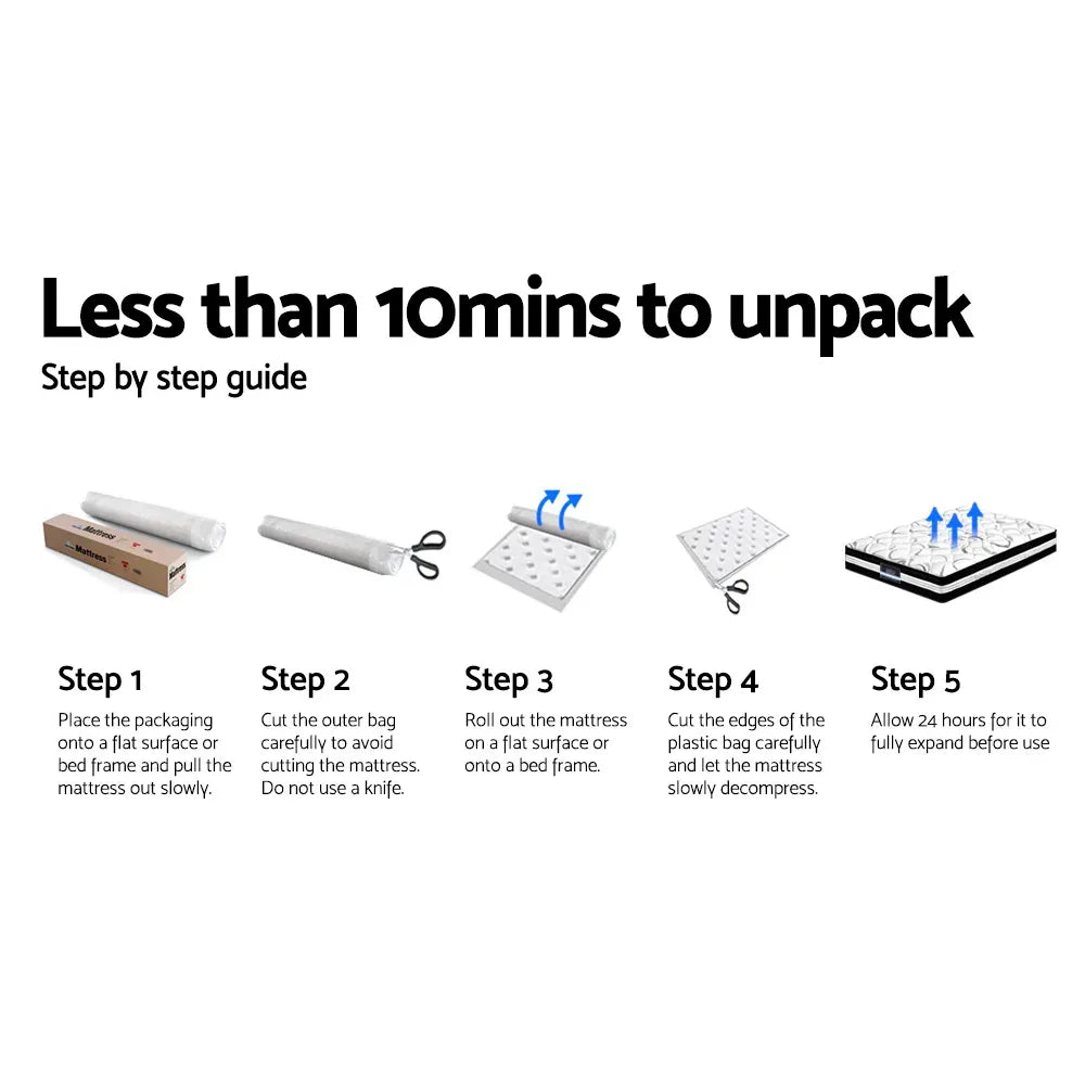 Giselle Bedding 34cm Mattress Euro Top Pocket Spring Super King - Mekamart Australia