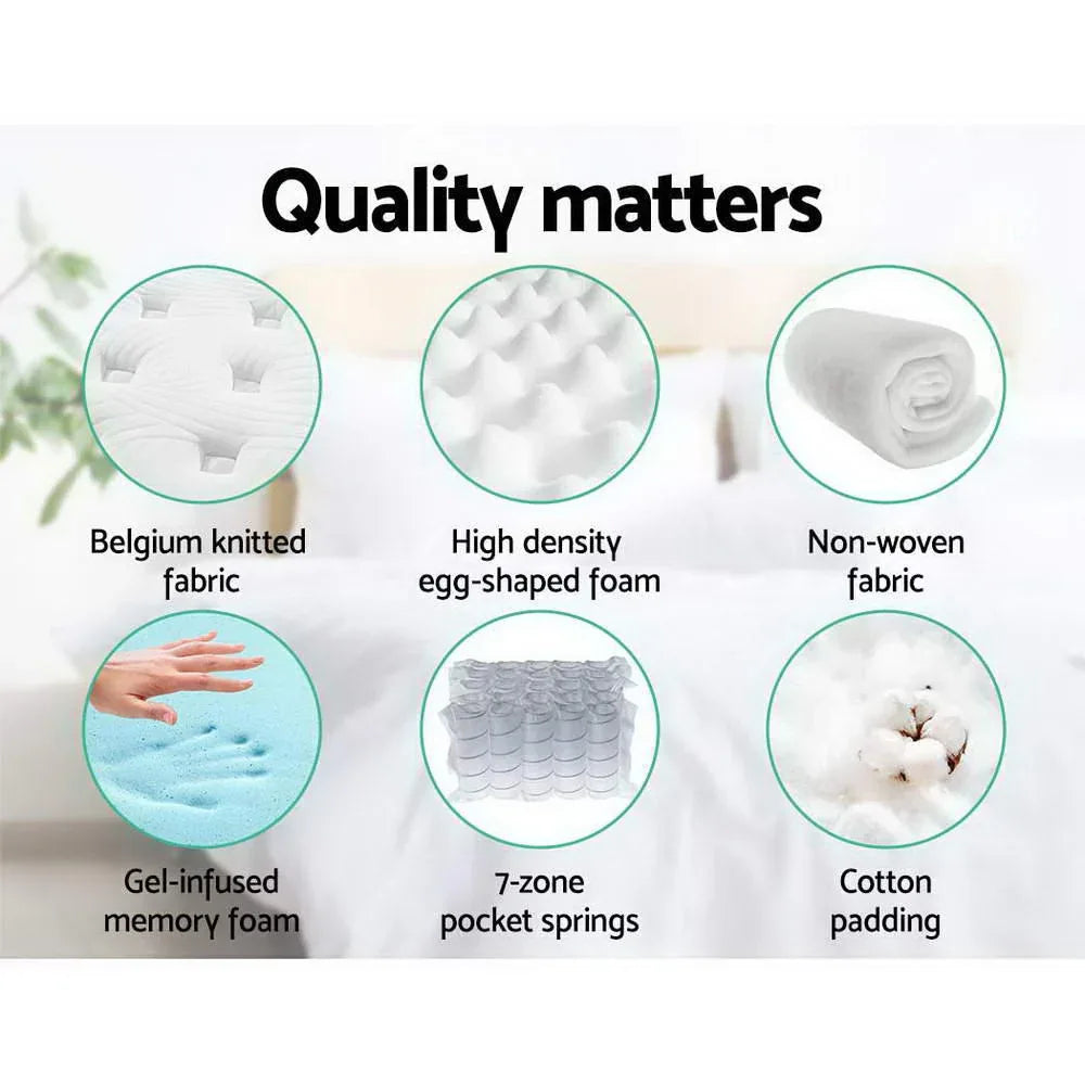 Giselle Bedding 34cm Mattress Cool Gel Memory Foam 7 Zone Double - Mekamart Australia