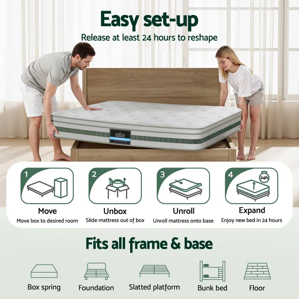 20cm Giselle Mattress Queen Green Tea Mattresses - Mekamart Australia