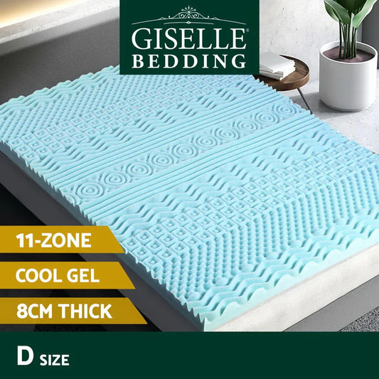 Giselle Bedding Memory Foam Mattress Topper 11-Zone 8cm Double - Mekamart Australia