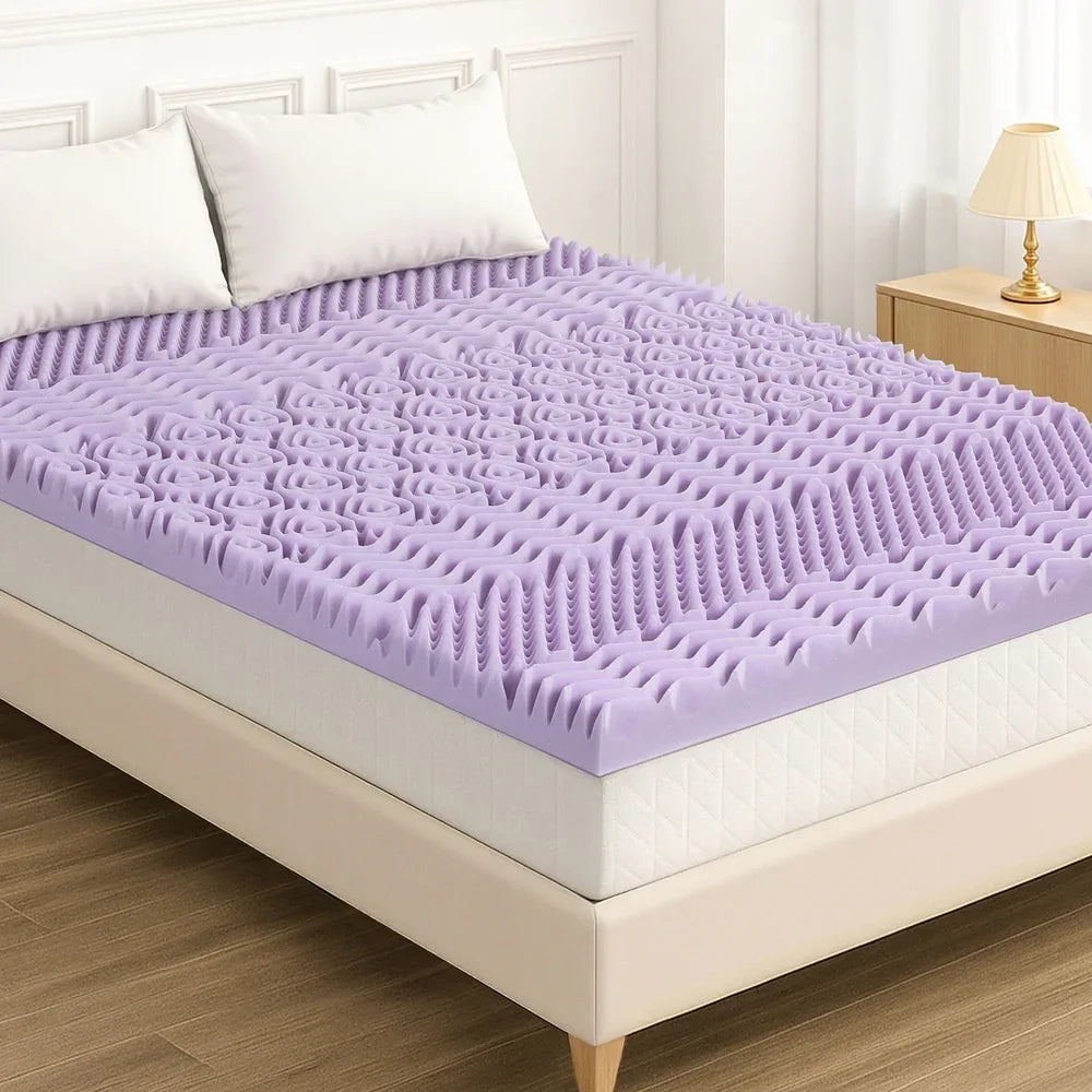 Giselle 8cm Memory Foam Mattress Topper Lavender Infused Bamboo Cover 7-Zone King - Mekamart Australia