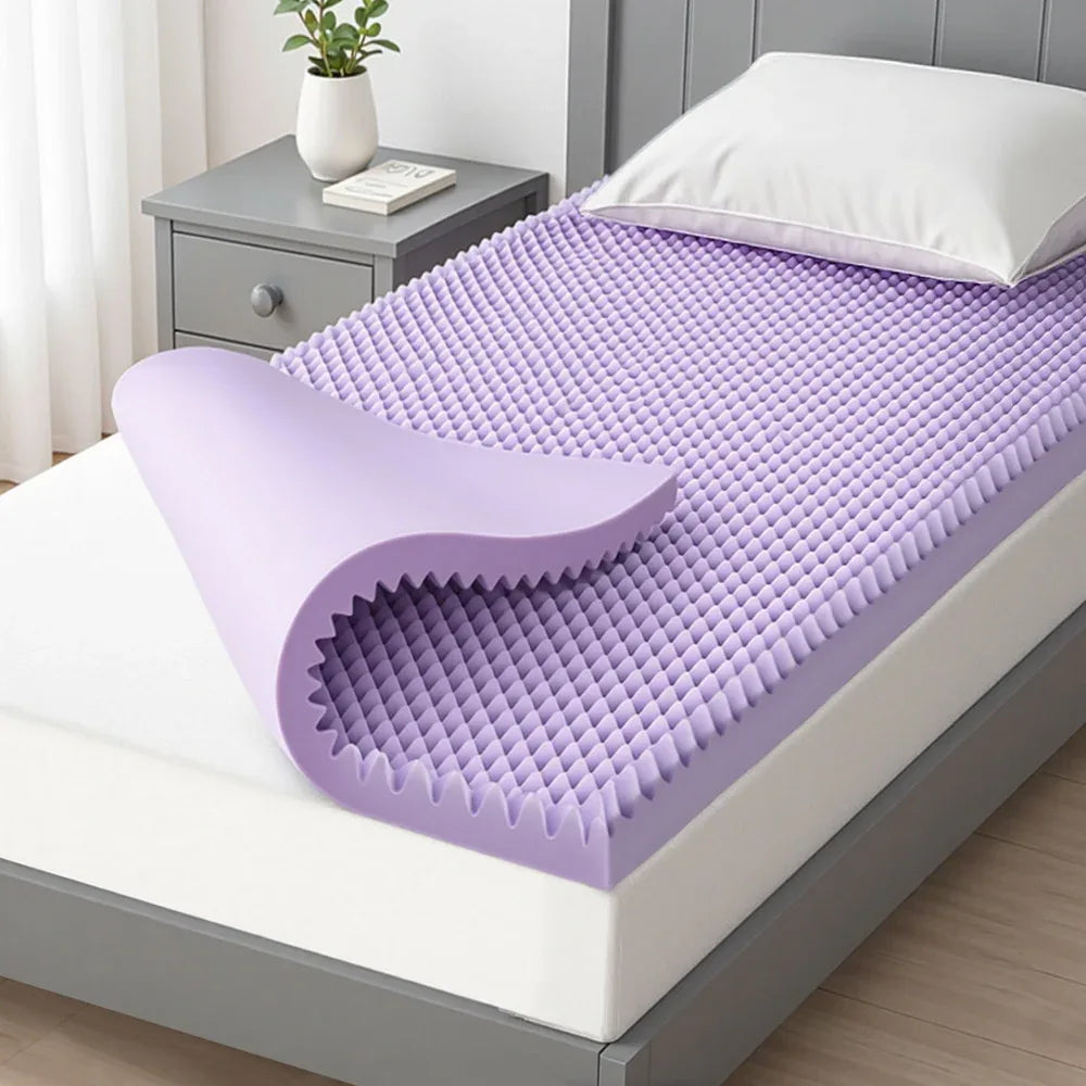 Giselle 5cm Memory Foam Mattress Topper Lavender Infused Egg Crate King Single - Mekamart Australia