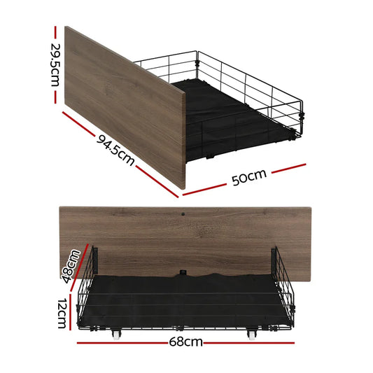 Artiss 2x Bed Frame Storage Drawers Trundle Black - Mekamart Australia