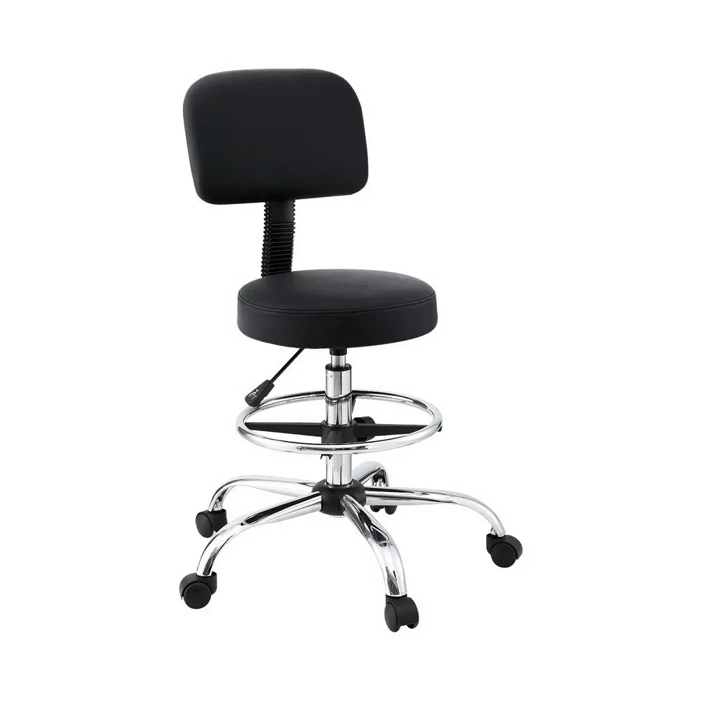 Artiss Office Chair Drafting Computer Standing Desk Chairs Ergonomic PU Black - Mekamart Australia