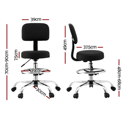 Artiss Office Chair Drafting Computer Standing Desk Chairs Ergonomic PU Black - Mekamart Australia