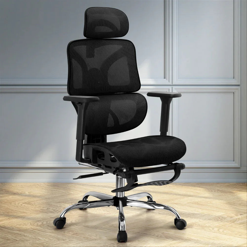 Artiss Ergonomic Office Chair Footrest Black - Mekamart Australia