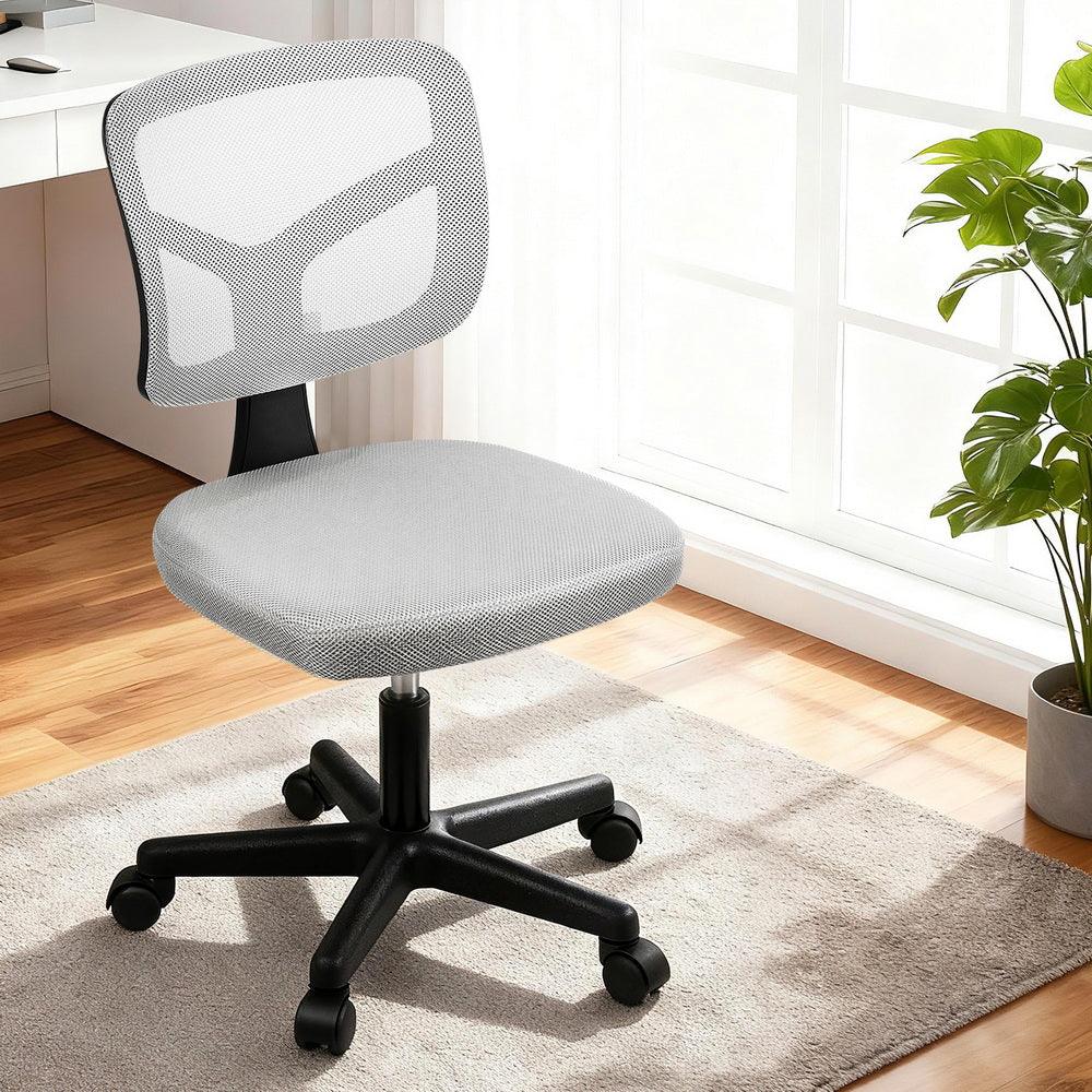 Artiss Armless Office Chair with Wheels, Ergonomic 360° Swivel Home Office Desk Chair, Height Adjustable Computer Task Chair with Fabric Back and Seat for Small Space, Grey - Mekamart Australia
