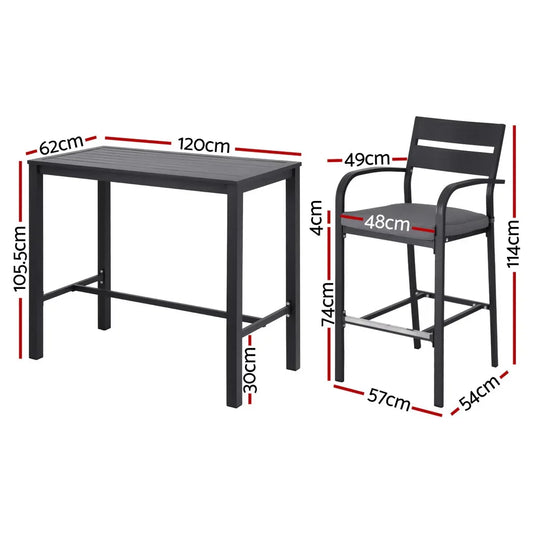 Gardeon Outdoor Bar Set 5-Piece Patio Dining Chairs Aluminium Table Stools - Mekamart Australia