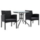 Gardeon 3PC Bistro Set Outdoor Furniture Rattan Table Chairs Cushion Patio Garden Ezra - Mekamart Australia