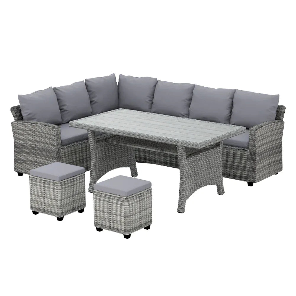 Gardeon Outdoor Dining Set Wicker Table Chairs Setting 8 Seater - Mekamart Australia