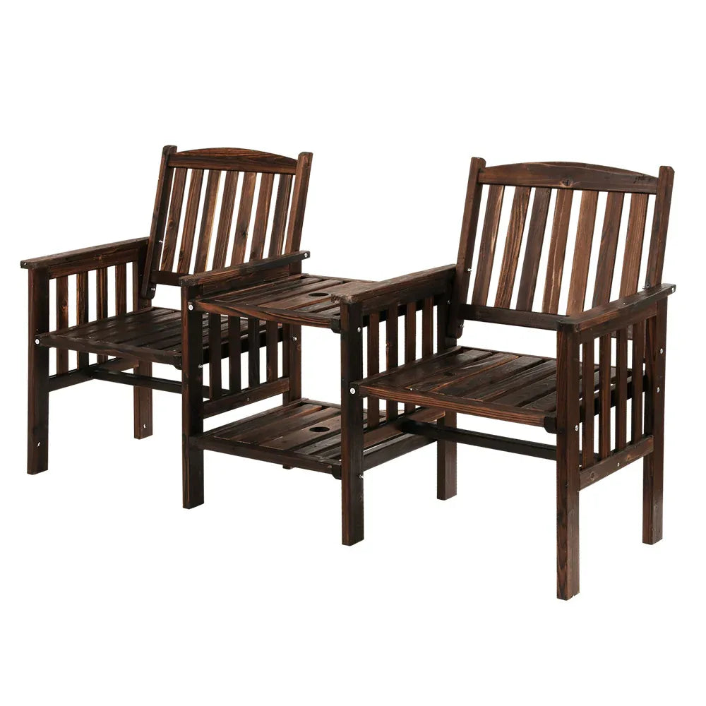 Gardeon Outdoor Garden Bench Loveseat Wooden Table Chairs Patio Furniture Charcoal - Mekamart Australia