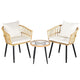 Gardeon 3PC Outdoor Bistro Set Patio Furniture Lounge Setting Table and Chairs Natural - Mekamart Australia