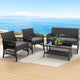 Gardeon 4PCS Outdoor Sofa Set Wicker Harp Chair Table Garden Furniture Grey - Mekamart Australia
