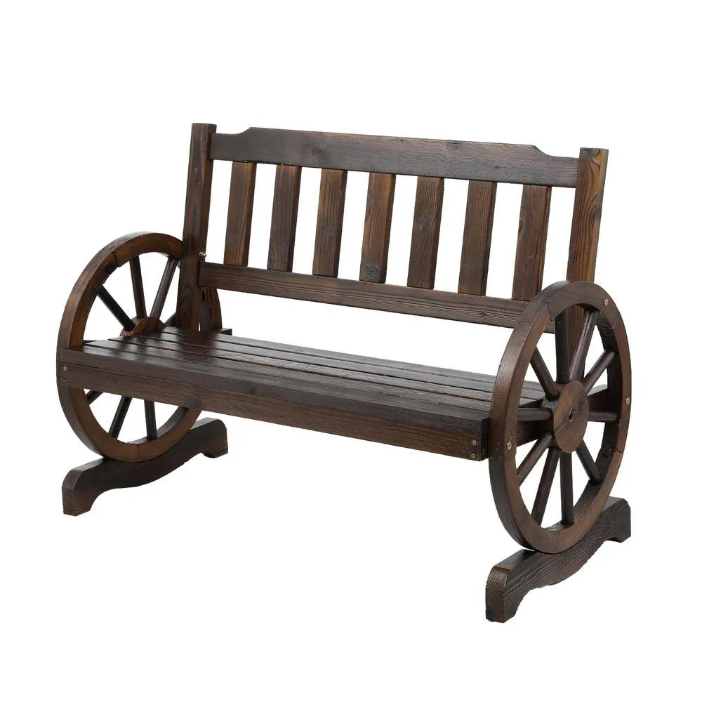Gardeon Outdoor Garden Bench Wooden 2 Seater Wagon Chair Patio Furniture Brown - Mekamart Australia