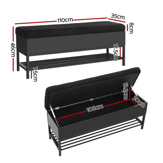 Artiss Storage Ottoman Blanket Box 110cm Boucle Shelf - Mekamart Australia