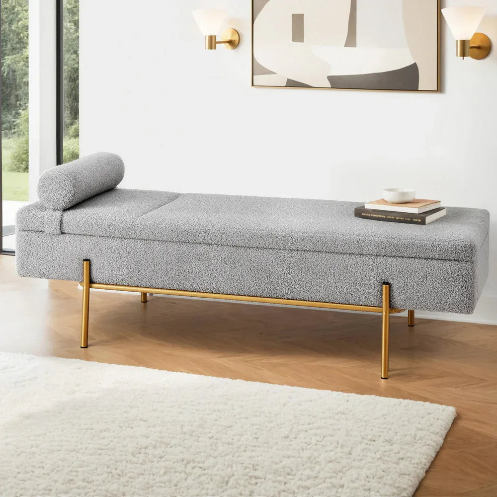 Artiss Storage Ottoman Bed 140cm Pillow Foot Stool - Mekamart Australia