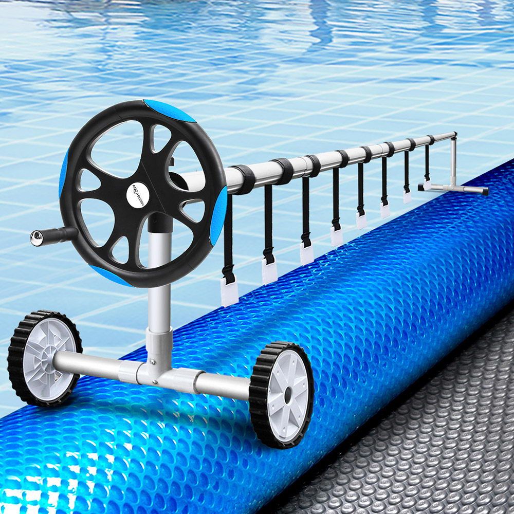 Aquabuddy Pool Cover 500 Micron 11x4.8m Silver Swimming Pool Solar Blanket 5.5m Blue Roller