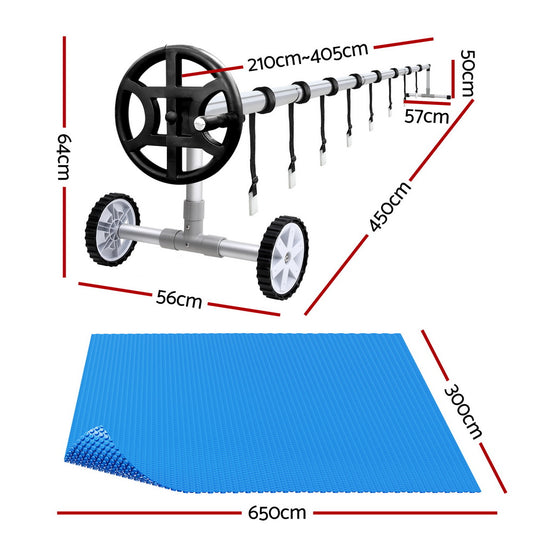 Aqua Buddy Pool Cover 600 Micron 6.5x3m w/ Roller 4m Swimming Pools Solar Blanket