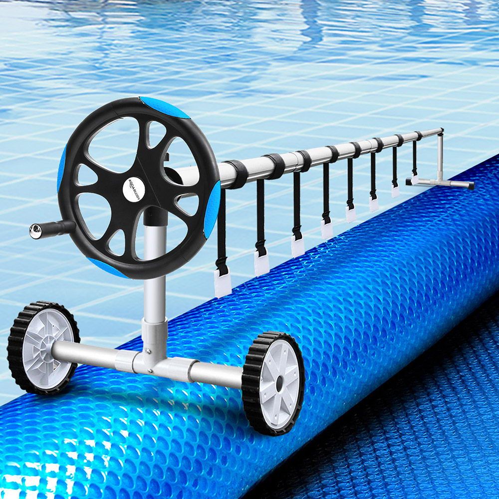 Aquabuddy Pool Cover 500 Micron 9.5x5m Swimming Pool Solar Blanket 5.5m Roller Blue