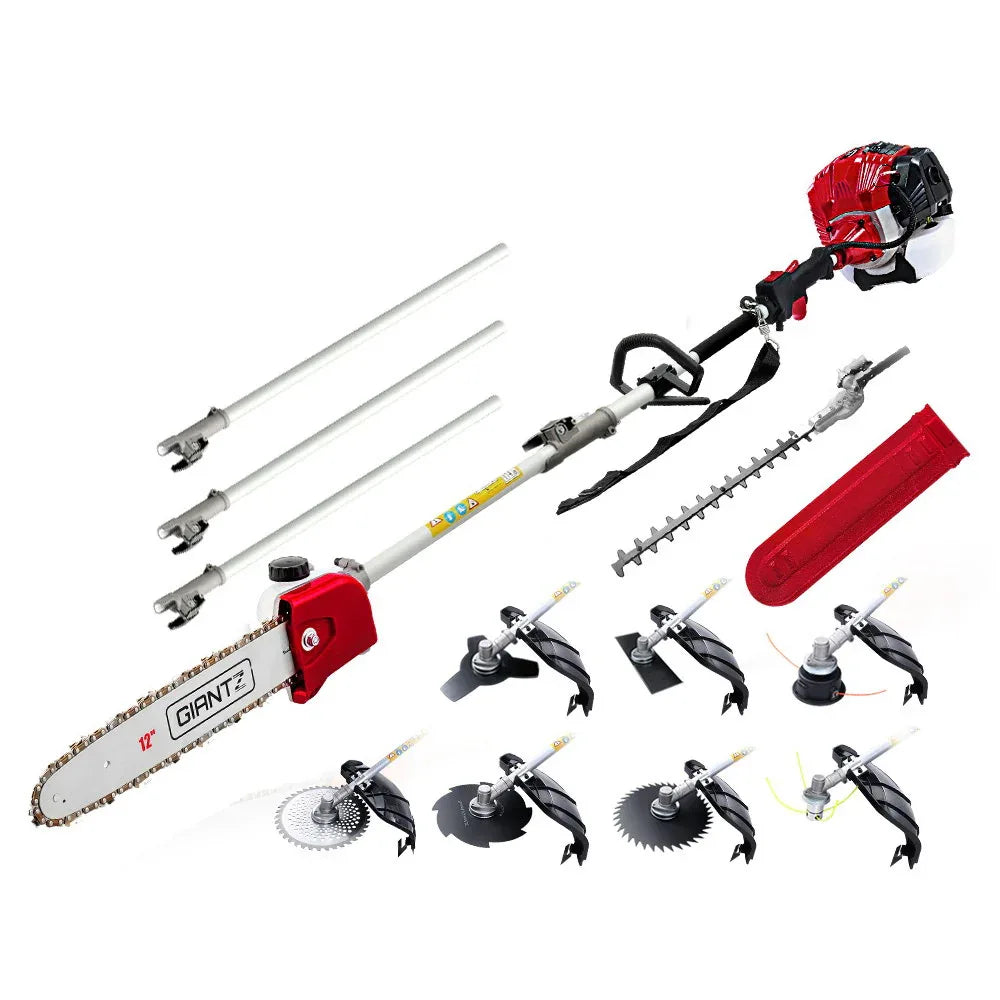 Giantz 65CC Pole Chainsaw Hedge Trimmer Brush Cutter Whipper Snipper 9-in-1 4.3m - Mekamart Australia