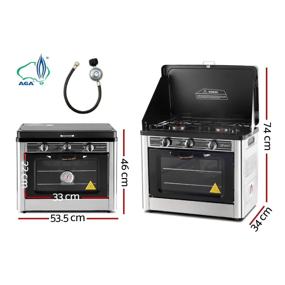 Devanti Portable Gas Oven LPG Silver - Mekamart Australia