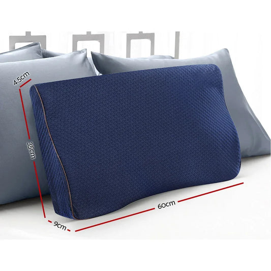 Giselle Bedding Memory Foam Contour Pillow Navy - Mekamart Australia