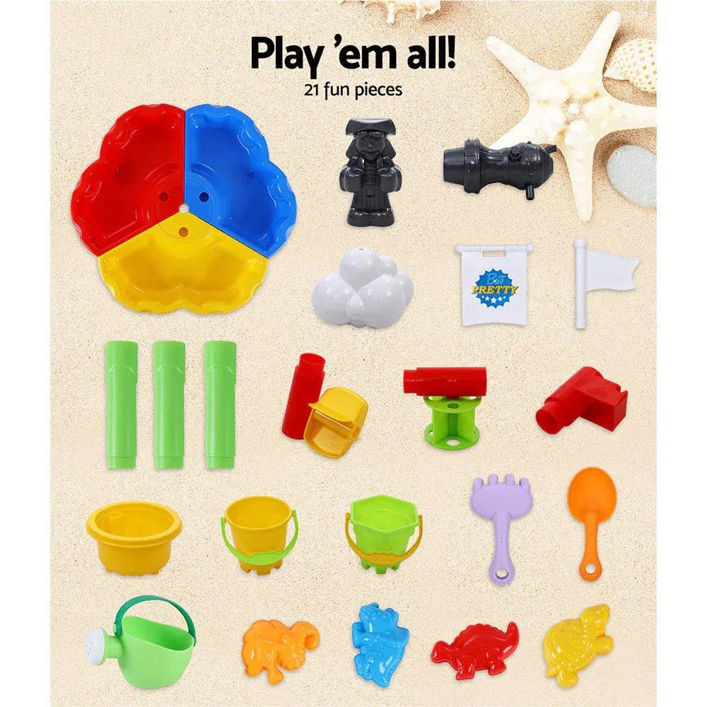 Keezi Kids Sandpit Pretend Play Set Outdoor Sand Water Table Beach Toy - Mekamart Australia