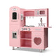 Keezi Kids Kitchen Play Set Wooden Pretend Toys Cooking Children Storage Pink - Mekamart Australia
